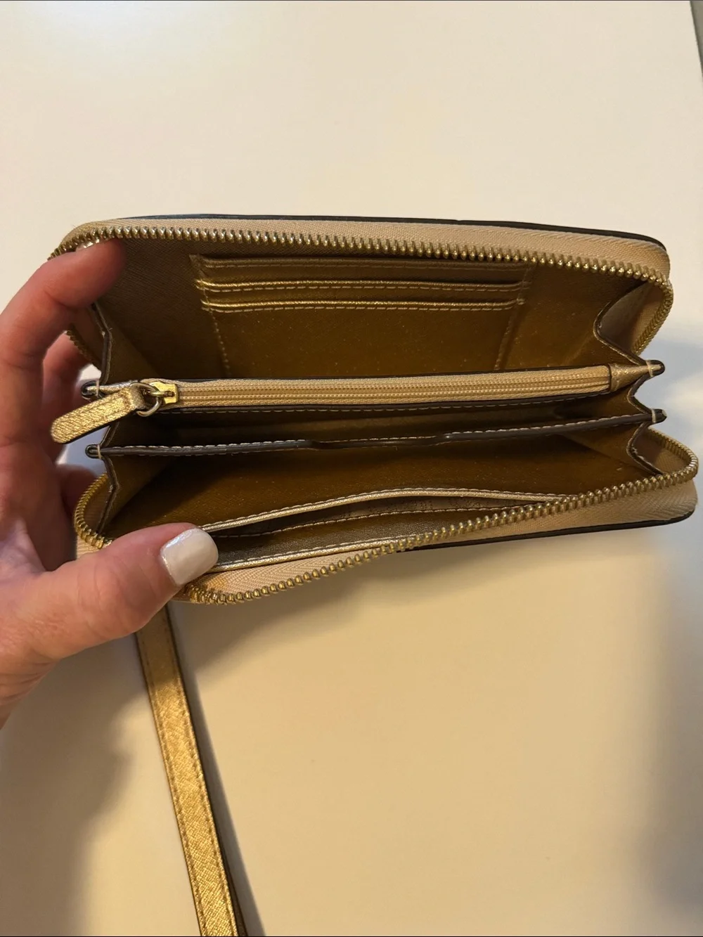Michael Kors Metallic Gold Zip-Around Wristlet Card Holder